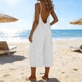 thumbnail image 2 of RYDCOT Womens Jumpsuit Sleeveless Casual Summer Overalls Jumpers Spaghetti Strap Baggy Capri Pants Rompers with Pockets White, 2 of 6