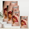 thumbnail image 4 of Designart ' Close Up Lips With Gold and Red Make Up ' Modern Canvas Wall Art Print, 4 of 4