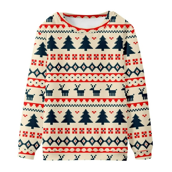 Honeeladyy Men's Pullover Hoodie,Men Casual Fashion Round Neck Sweatshirt Christmas 3D Print Pullover Long Sleeve Tops