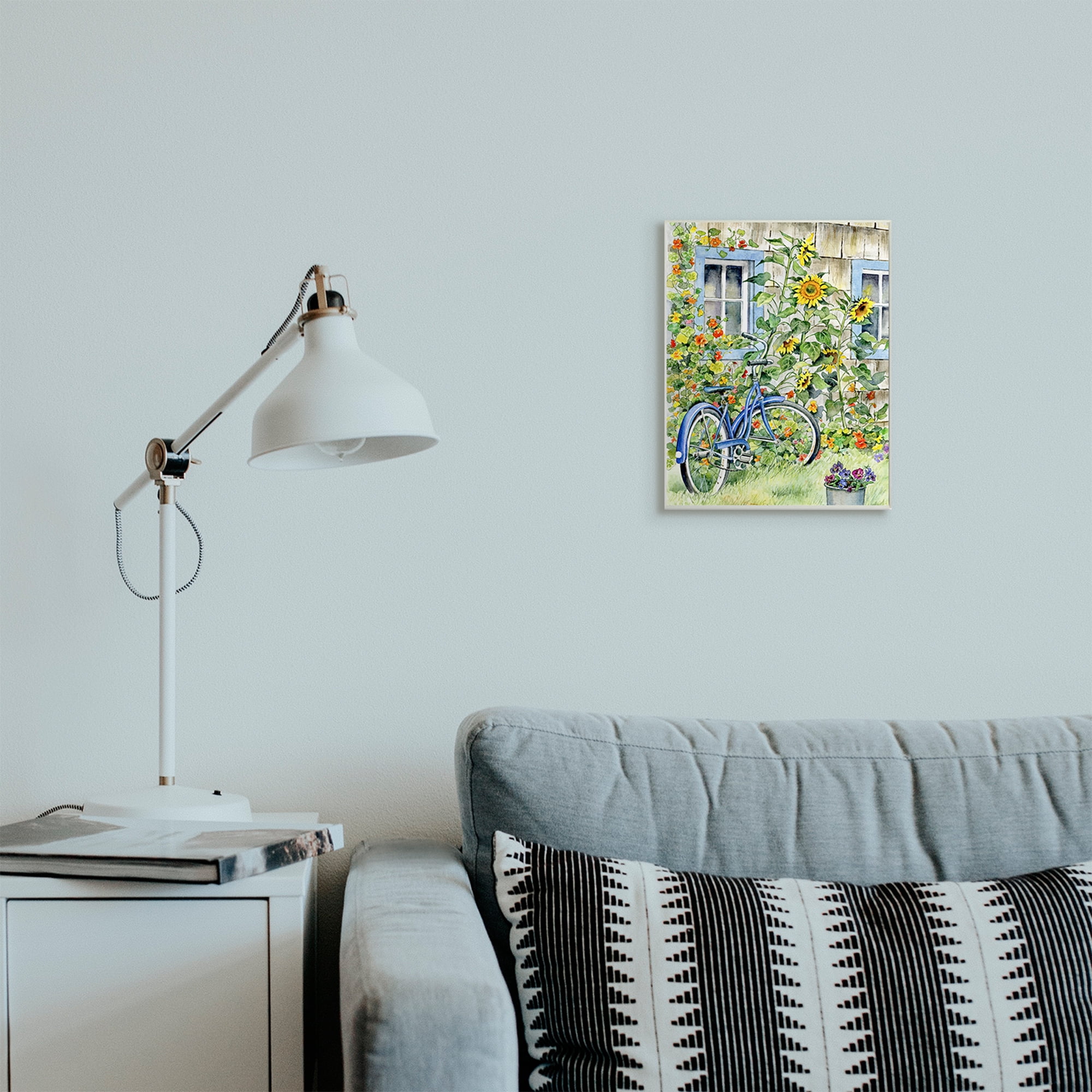 Stupell Industries Blue Bicycle on Traditional Farmhouse Sunflowers Wall Plaque, 10 x 15, Design by Gwendolyn Babbitt