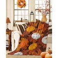 thumbnail image 2 of Orange Yellow White Pumpkin Flannel Blanket for Bed,Travel and Camping, Fall Maple Leaves Super Soft Cozy Blanket for All Seasons 40"x50", 2 of 6