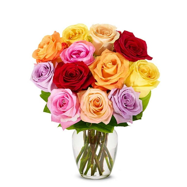 From You Flowers One Dozen Rainbow Red, Orange, Pink, Purple, Yellow
