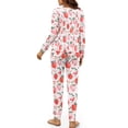 thumbnail image 3 of FOR U DESIGNS Pink Strawberry Pajama Set Long Sleeve and Pants with Drawstring for Women 2 Piece Size 2XL Sleepwear Long Crew Neck Tops for Women Nightwear Comfortable, 3 of 6