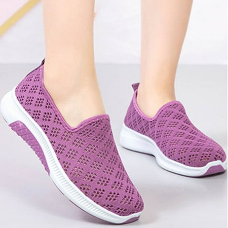 

XIAQUJ Summer Fashion Ladies Shoes Mesh Breathable Flat Casual Shoes Sneakers Women s Fashion Sneakers Purple 9(41)