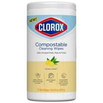 Clorox Free & Clear Compostable Cleaning Wipes, Light Lemon Scent, 75 Count - Pack of 2