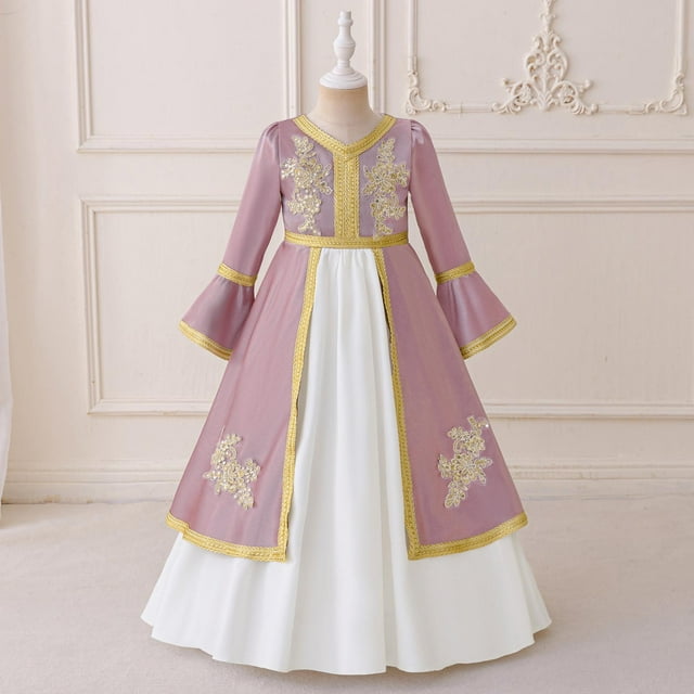 Cowsor Robe de Prière à Manches Longues pour Filles Musulmanes Abaya Moyen-Orient Musulman Robe de Dubaï 2025 Ramadan Aïd Aïd Caftan