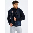 thumbnail image 3 of Stylish Denim Jacket With Knitted Sleeves And Hood, 3 of 11