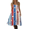 thumbnail image 2 of HAJWOH Women Independence Day Dresses 50s 60s Vintage Sleeveless Star and Stripe Print Cocktail Swing Dress Retro Patchwork Midi Evening Dress Royal Blue L, 2 of 4