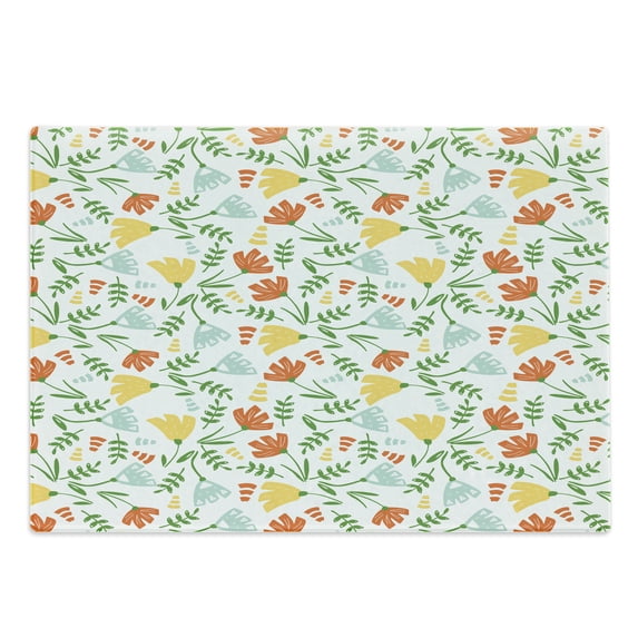 Floral Cutting Board, Illustration of Colorful Abstract Flora Scene Leafy Flower Branches in Summer, Decorative Tempered Glass Cutting and Serving Board, in 3 Sizes, by Ambesonne