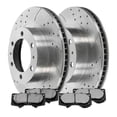thumbnail image 1 of AutoShack Front Drilled and Slotted Brake Kit Rotors Silver and Performance Ceramic Pads Pair of 2 Driver and Passenger Side Replacement for Toyota FJ Cruiser 4Runner 2005-2021 Tacoma 4WD BRKPKG002288, 1 of 4