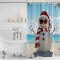 thumbnail image 2 of Coastal Christmas Shower Curtain Set - Small 36" x 72" Washable Bathtub Curtain with 12 Hooks, Beach Snowman Seaside Holiday Waterproof Fabric Stall Shower Curtains for Bathroom/Bathtub Décor, 2 of 6