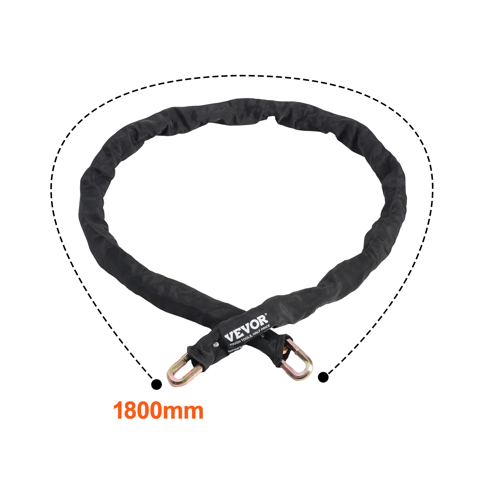 VEVOR Bike Chain Lock, 5.91 Ft Security Bicycle Chain Lock, Heavy Duty Metal Steel Anti-Theft High Security Bike Locks,Perfect for Bike, Motorcycle, Scooter, Bicycle, Door, Fence, Gate, 9.5mm,Black