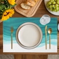 thumbnail image 4 of Ombre Turquoise Waves Placemats Set of 12, Abstract Art Gradient Modern Placemats for Dining Table, Place Mats for Kitchen Tabletop, Waterproof Wipeable Dining Table Mats Set, 4 of 9