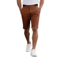 thumbnail image 3 of Men's 7 Inch Inseam Shorts, Lightweight Quick-Dry Flat Front Casual Shorts with Pockets, Pure Color Golf Business Outdoor Loose Fit Summer Shorts for Men Brown S, 3 of 10
