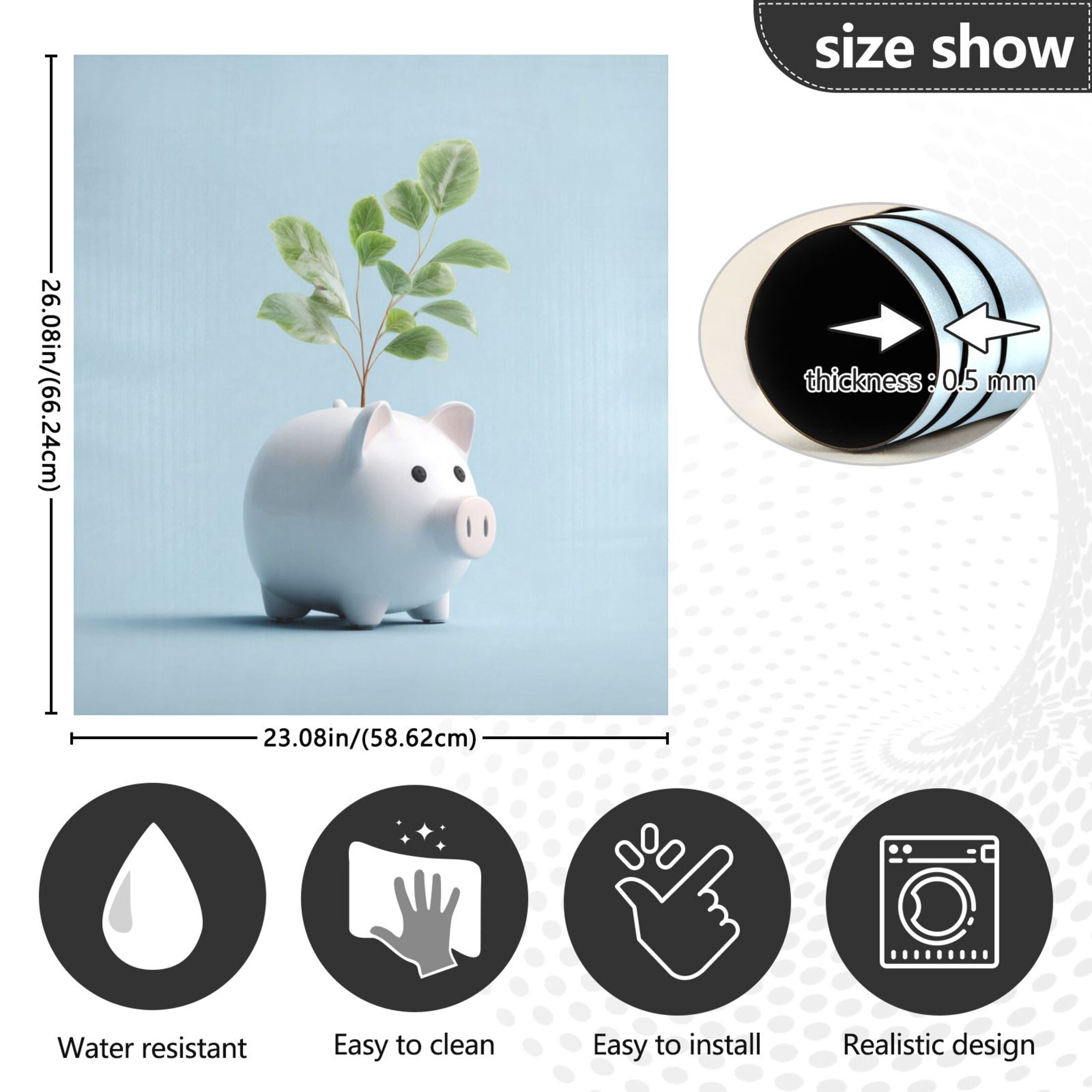 IAUYY Magnetic decorative sticker - 23x26 Inch PVC Refrigerator Decorative Cover, Removable DIY Art for Kitchen Appliances A Potted Plant Growing in It