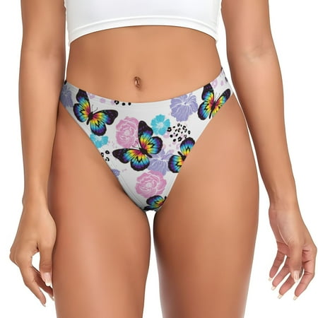 Sigee Bright Butterflies1 for Women s G-String Panty  Low Rise  Soft Lace Perfect for Everyday Wear or Special Occasions-X-Large