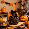 thumbnail image 2 of Trick Or Treat Drawstring Halloween Candy Bucket Bag, Gothic Spooky Tabletop Candy Station Decor, Reusable Polyester Treat Tote for Entryway and Porch Seasonal Displays, 2 of 6