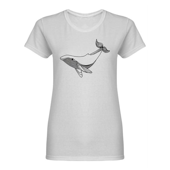 Hand-drawn Stylized Whale Shaped T-Shirt Women -Image by Shutterstock, Female x-Large