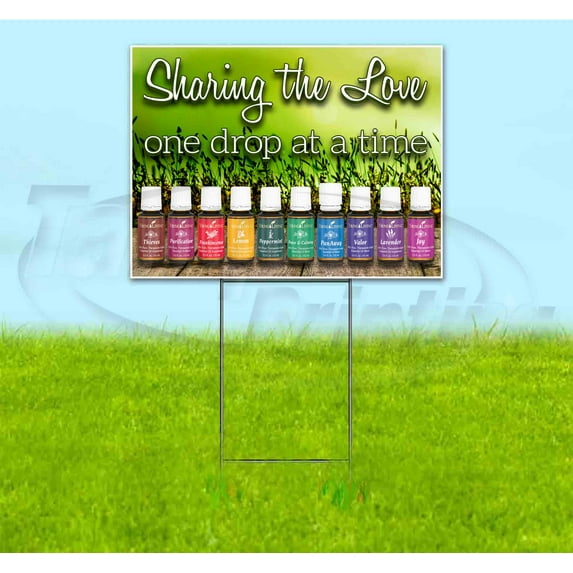 Essential Oils Sharing The Love (18" x 24") Yard Sign, Includes Metal Step Stake