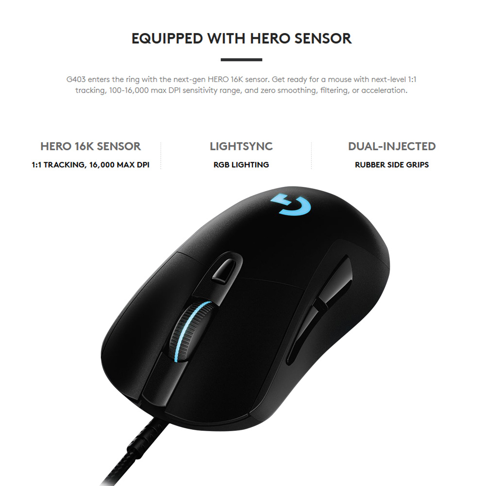 Chinatera Logitech G403 Usb Wired Hero 16k Sensor Rgb Dpi Adjustable Game Mouse Walmart Com Walmart Com