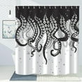 thumbnail image 2 of Octopus Shower Curtain Tentacles Black and White Nautical Machine Washable Waterproof Fabric for Bathroom Bathtub Decor with 12 Hooks 72Wx84H, 2 of 6
