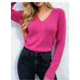 thumbnail image 4 of Women’s Fitted V-Neck Ribbed Knit Sweater, Long Sleeve Pullover Top, Sizes S-XL, 4 of 7