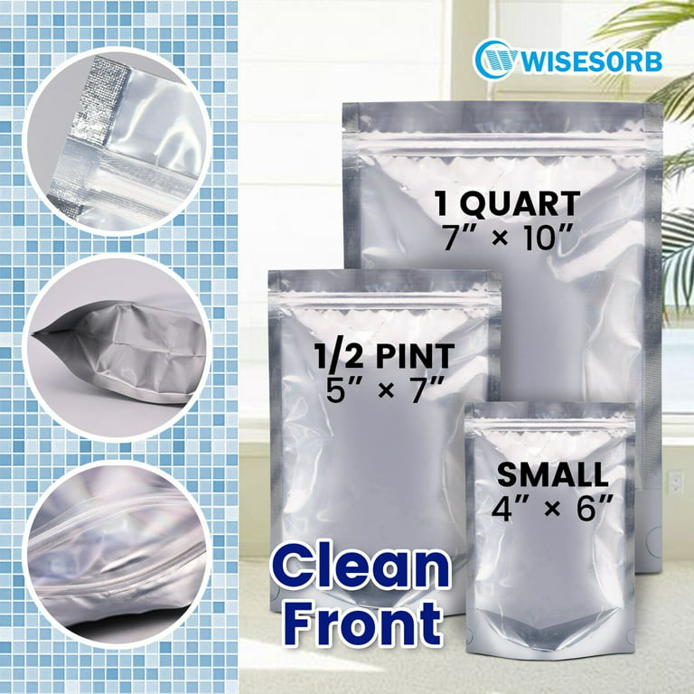 Wisesorb 40pcs Smell Proof Bags with Clear Window, 4 inchx6 inch Resealable Mylar Bags for Food Storage, Leak Proof Ziplock Stand Up Weed Bags Small
