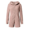 thumbnail image 2 of XMMSWDLA Sales Clearance Women's Plus Size Fleece Pyjamas,Fluffy Soft Hooded Pyjama Set Winter Fall Cat Ear Pockets Sleeping Jumpsuit Cute Fleece Pajamas Suit Hooded Sleepwear Bodysuit, 2 of 7