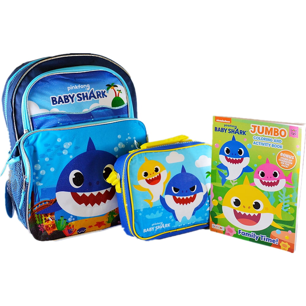 shark backpack and lunchbox