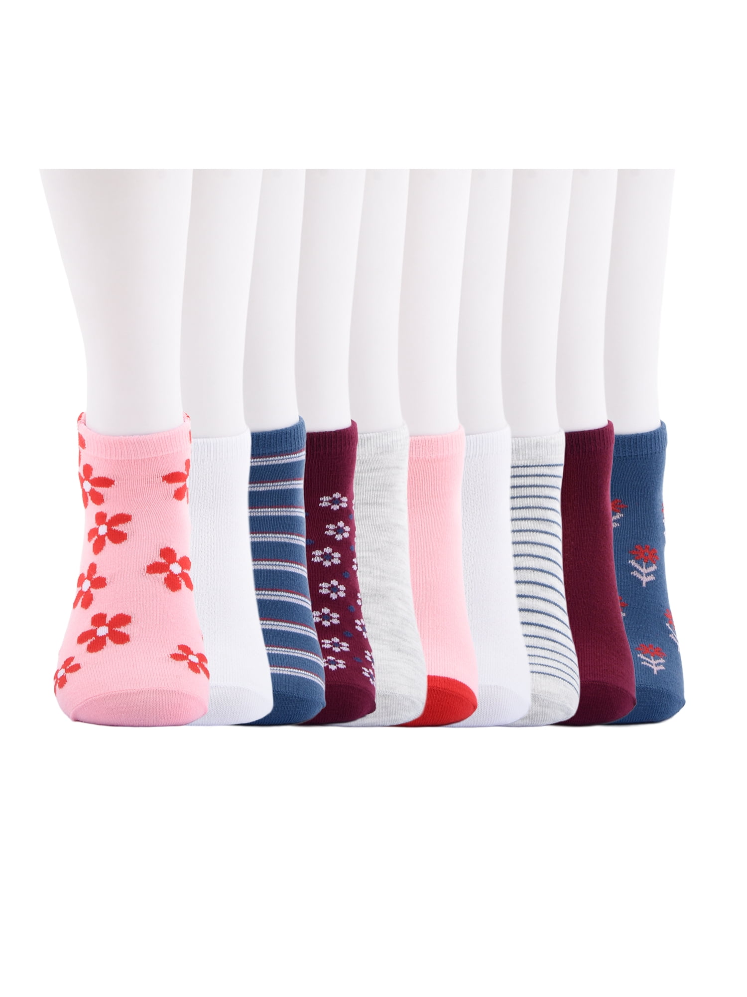 No Boundaries Women’s Low Cut Socks, 10 Pack, Shoe Sizes 4-10