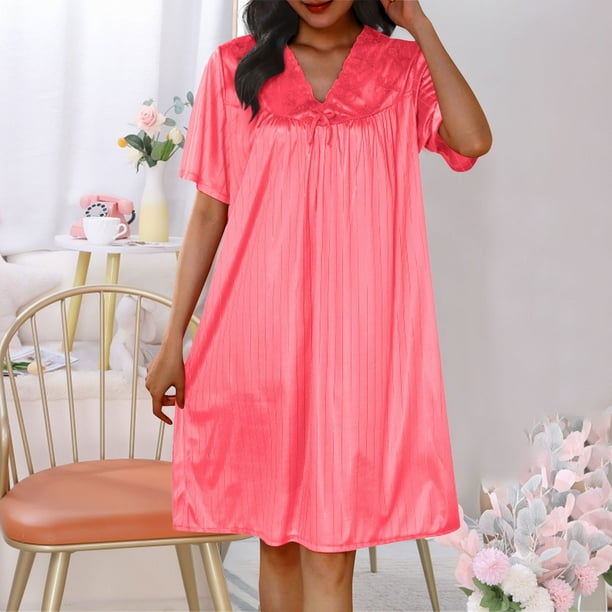 Camisones cortos para mujer, lencería, ropa de dormir, pijamas holgados de color liso, vestidos de mujer