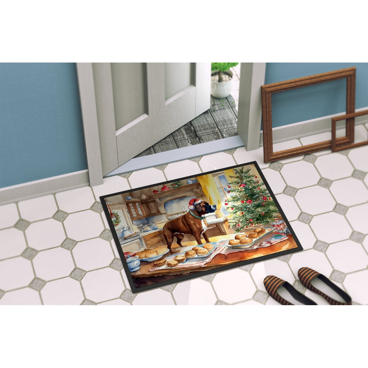 Carolines Treasures DAC3750MAT 18 x 27 in. Unisex Boxer Christmas Cookies Doormat