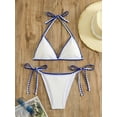 thumbnail image 3 of New Ladies Bikini Two-piece Fashion Sexy Backless White Solid Color Blue Lace Beachwear Swimsuit, 3 of 8