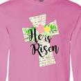 thumbnail image 4 of Inktastic He is Risen Cross with Script and Flowers Long Sleeve T-Shirt, 4 of 5