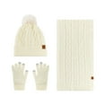 thumbnail image 3 of Hat Scarf Glove Sets Bmawag Touchscreen Gloves Women Cute Thick Hat Protectors Warm Ear Protection Windproof Cap Scarf Gloves Set Holiday Gifting on Clearance White_#05, 3 of 6