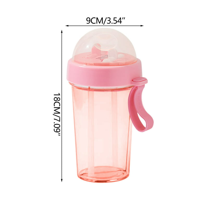 1pc 17oz/500ml Pink Flower Pattern Water Bottle, Simple Transparent Plastic  Water Cup With Handle, Portable Leakproof For Outdoor Fitness, Sports And