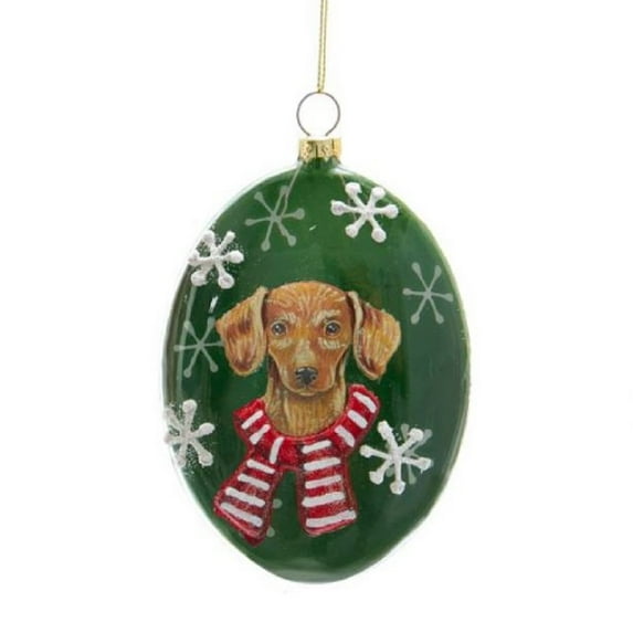 Brown Dachshund Dog Christmas Disc Ornament 4 inch New