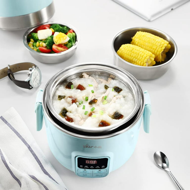 Bear DFH-B20J1 Smart Self Heated Lunch Box, Mini Hot Pot, Leakproof Plug-in  Lunch Box with Keep Warm Function, Blue, 2L 