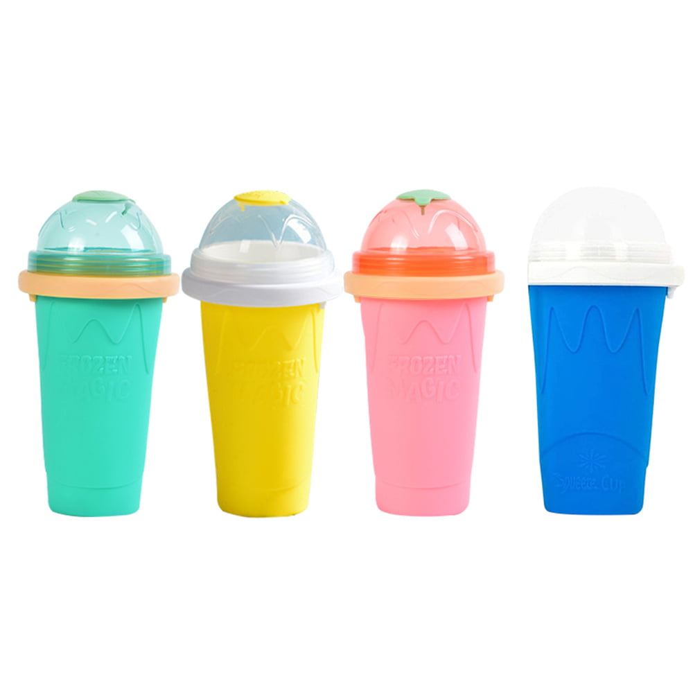 Blue DIY Homemade Smoothie Cups Freeze Drinks Cup Double Layer Summer Juice Ice Cream Cup Quick Cooling Cup Milkshake Bottles Magic Slushy Maker Squeeze Cup Slushy Maker 