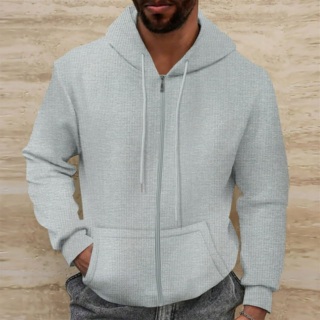 LOVZFMLL Jackets for Men's Solid Color Hooded Cardigan Loose Casual Sports Zipper Sweatshirt Jacket