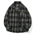 thumbnail image 2 of Shirts for Men Fall Business Casual Plaid Flannel Shirt Jacket with Pocket Long Sleeve Button Down Loose Cotton Mens Shirt Black L, 2 of 5