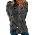 thumbnail image 2 of Tawop Womens Workout Tops Long Sleeve O-Neck Print Long Sleeve Shirts for Women Dark Gray 14, 2 of 8
