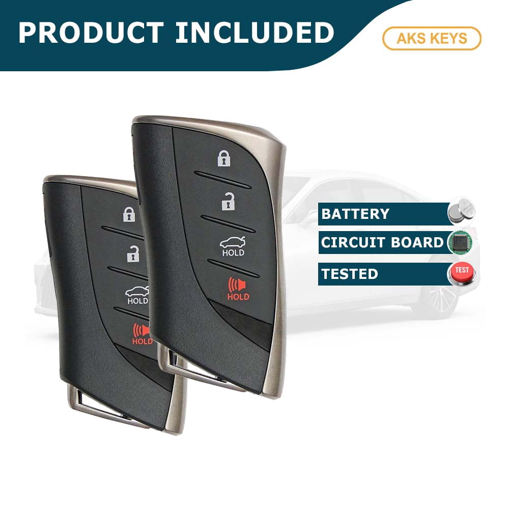 AKS KEYS Replacement for Lexus Smart Key 4 Buttons with Trunk Fob That Uses FCC HYQ14FBZ and Part Number 8990H-06021