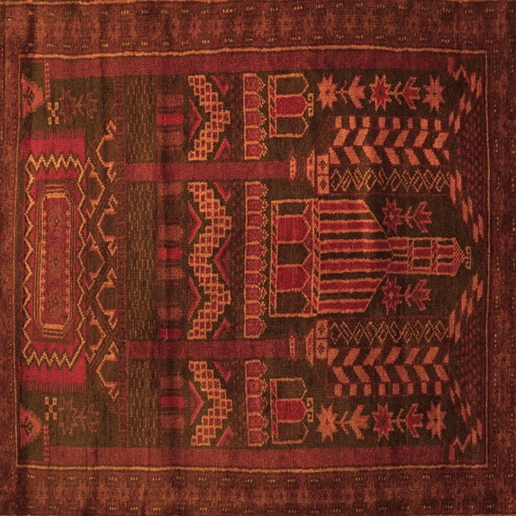 Ahgly Company Indoor Square Persian Orange Traditional Area Rugs, 3' Square