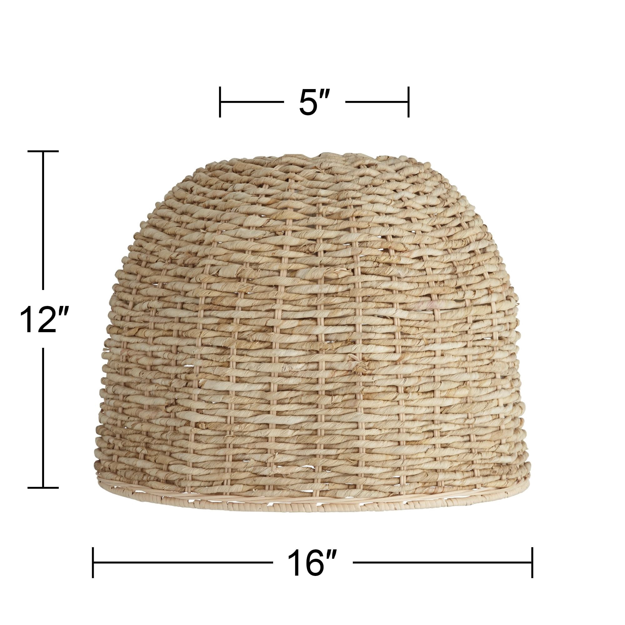 Springcrest 5" Top x 16" Bottom x 12" High x Lamp Shade Replacement Medium Drum Round Coastal Tropical Woven Husk Harp Finial