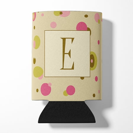 

Caroline s Treasures CJ1004-ECC Letter E Initial Monogram - Tan Dots Can or Bottle Hugger Can Hugger multicolor