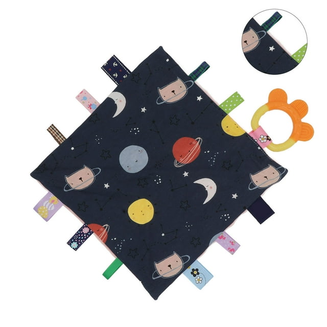 Infant Saliva Towel, Baby Comfort Saliva Towel Soft Velvet Visual Development Silicone Teether Cute Patterns for Daily Use Outer Space,Sail Boat,Ice Cream,Snowflake