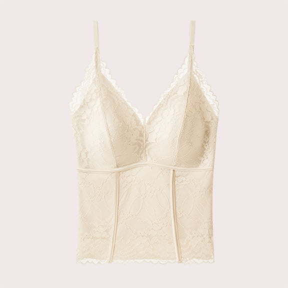 SwiftWear V Neck Camisole Lace Bralette for Women Spaghetti Strap Push-Up Support Tube Slim Crop Tank Top