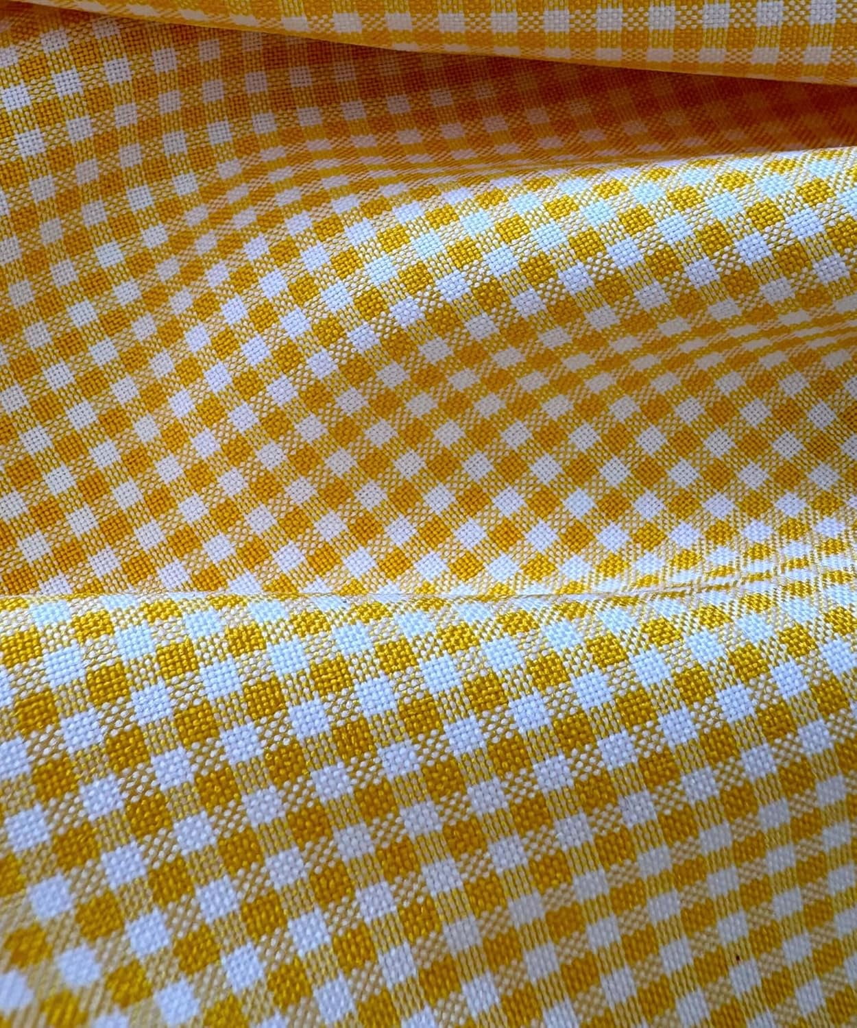 Gingham Checked Fabric by The Yard – 1/8” Poly Cotton Poplin, 60” Wide – Checkered Fabric for Tablecloths, Dresses, Curtains, Crafts – Multiple Colors – Sew The Trend (1 Yard, Gold)