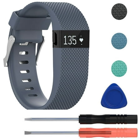 - Replacement Premium Silicone Wristband Strap with Metal Buckle Clasp for Fitbit Charge HR Fitness Tracker, Including Screwdriver Tools Kit